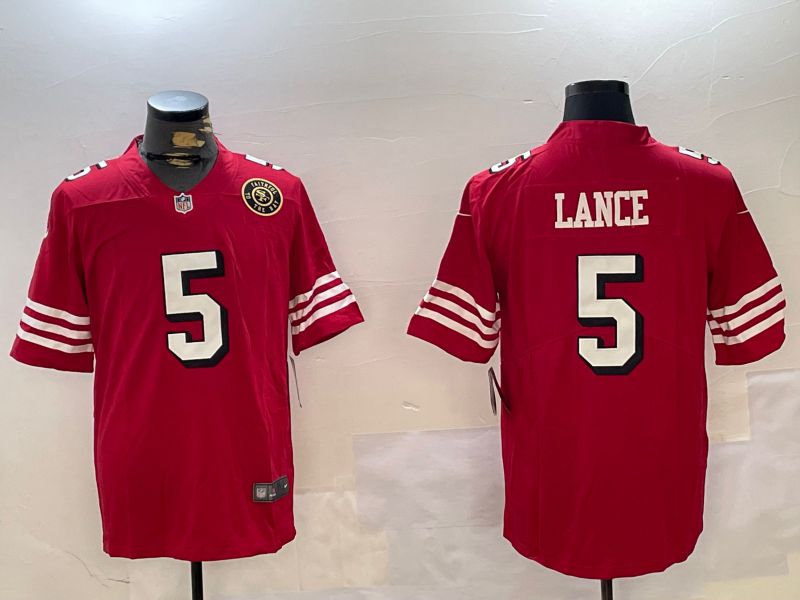Men San Francisco 49ers 5 Lance Red Second generation 2024 Nike Limited NFL Jersey style 3